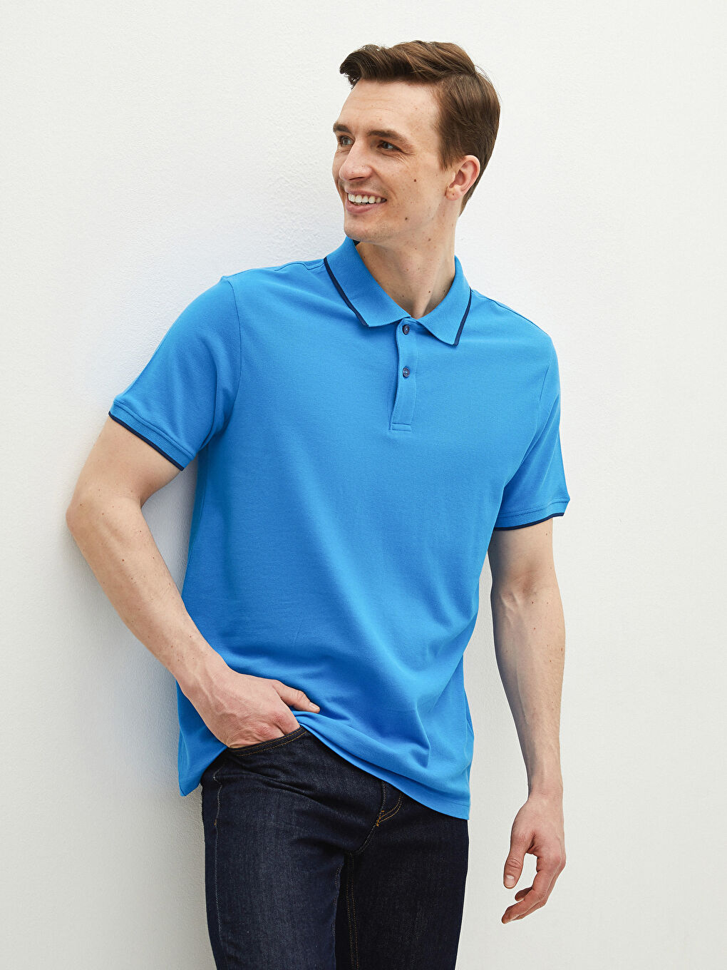 Polo Neck Short Sleeve Pique Men's T-Shirt