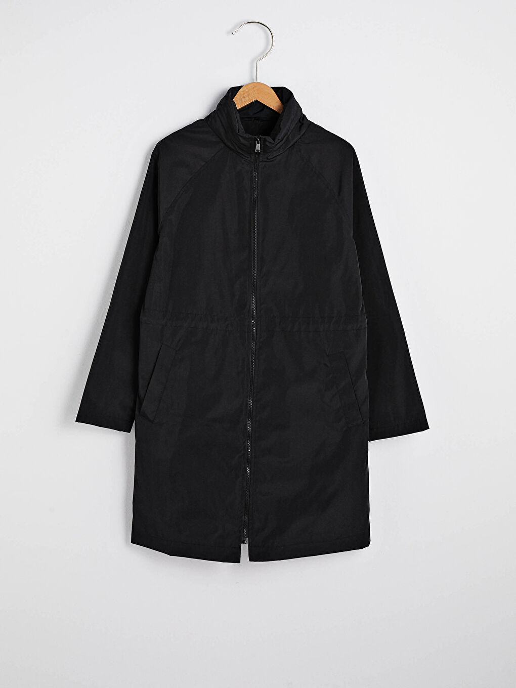 Әйелдерге арналған ұзын жеңді биік жағалы қалтасы бар жаңбырға арналған күрте-5