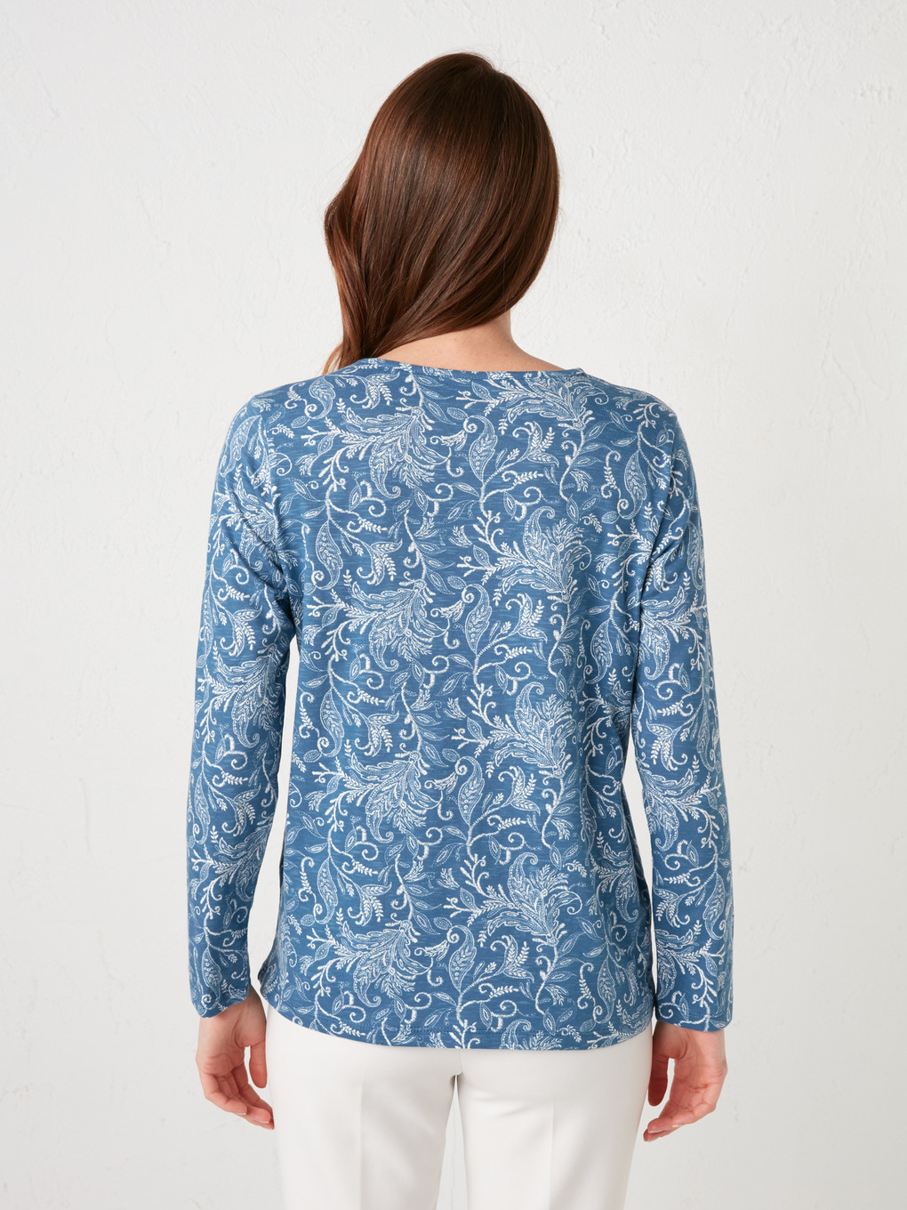 Crew Neck Printed Long Sleeve Women's T-shirt-4