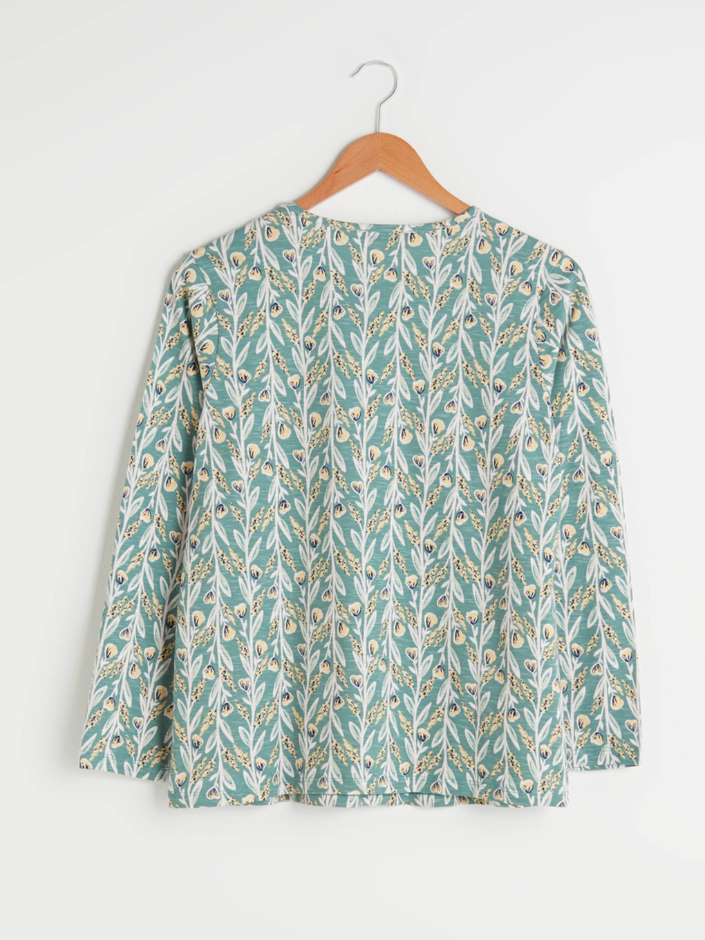 Crew Neck Floral Print Long Sleeve Women's T-shirt-6