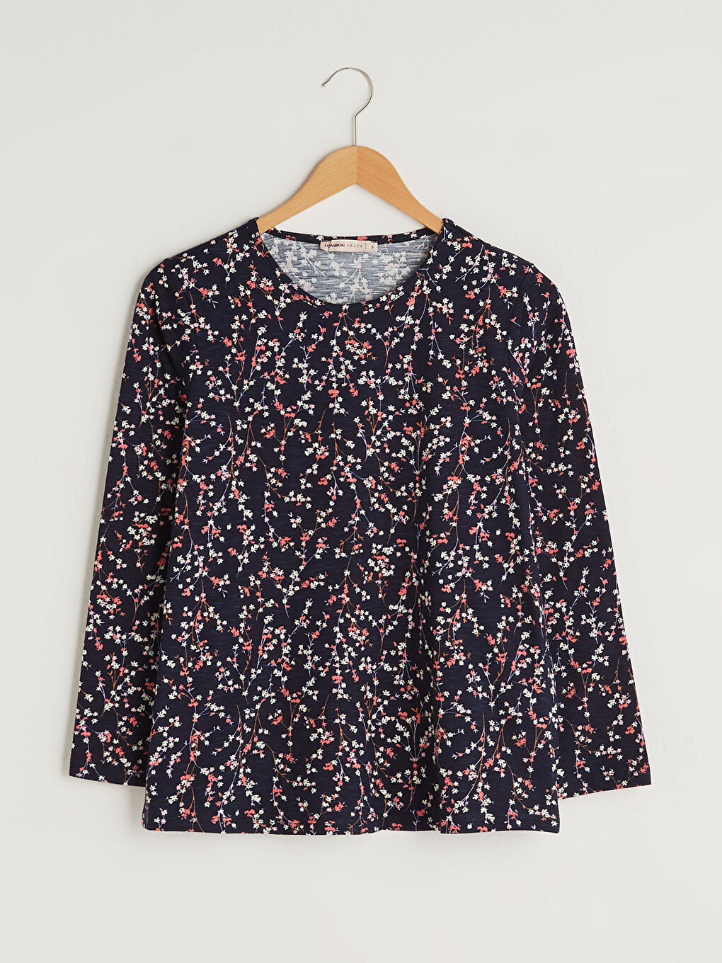 Crew Neck Floral Print Long Sleeve Women's T-Shirt -S1CP11Z8-F9C