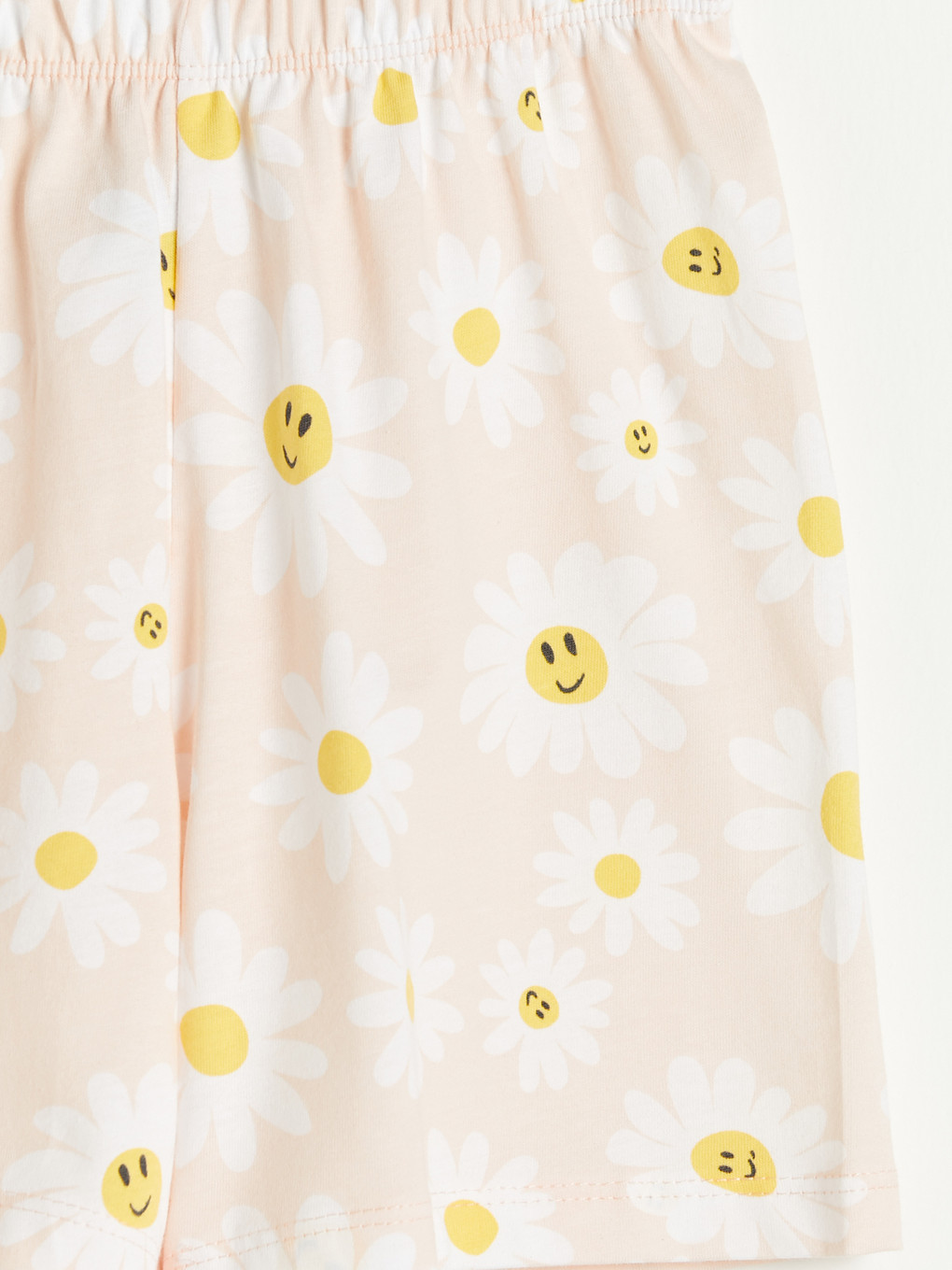 Beyaz Bisiklet Yaka Baskılı Kısa Kollu Kız Çocuk Pijama Takımı-3