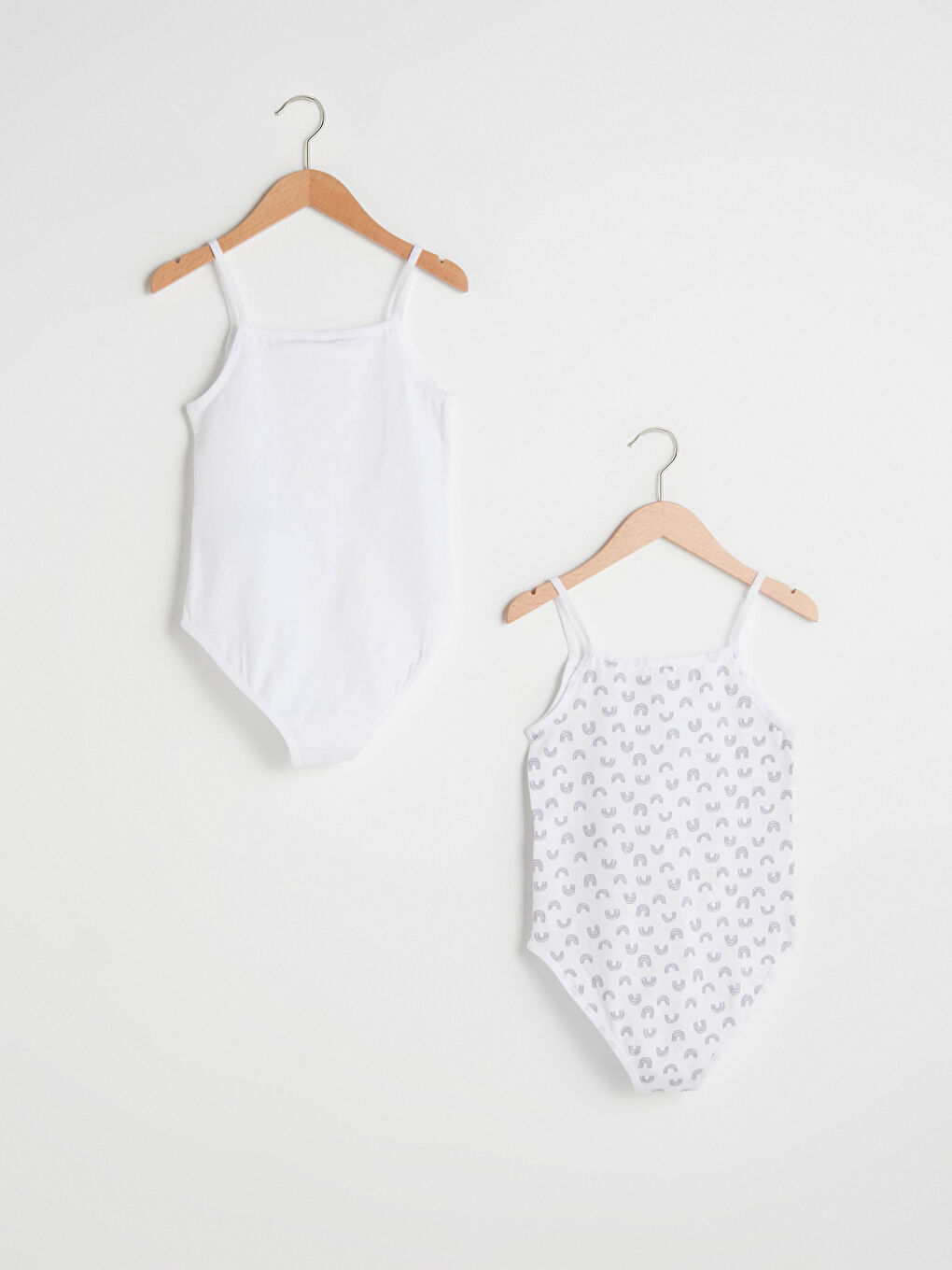 Beyaz Baskılı Pamuklu Kız Çocuk Çıtçıtlı Body 2'li-1