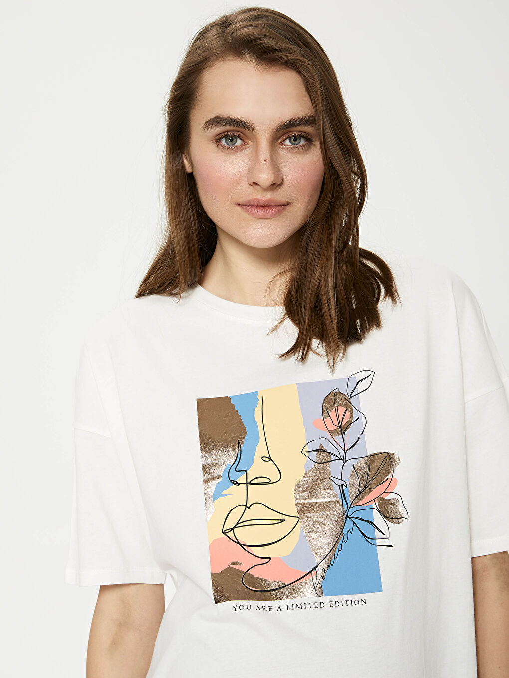 Crew Neck Printed Short Sleeve Cotton Maternity T-shirt-2