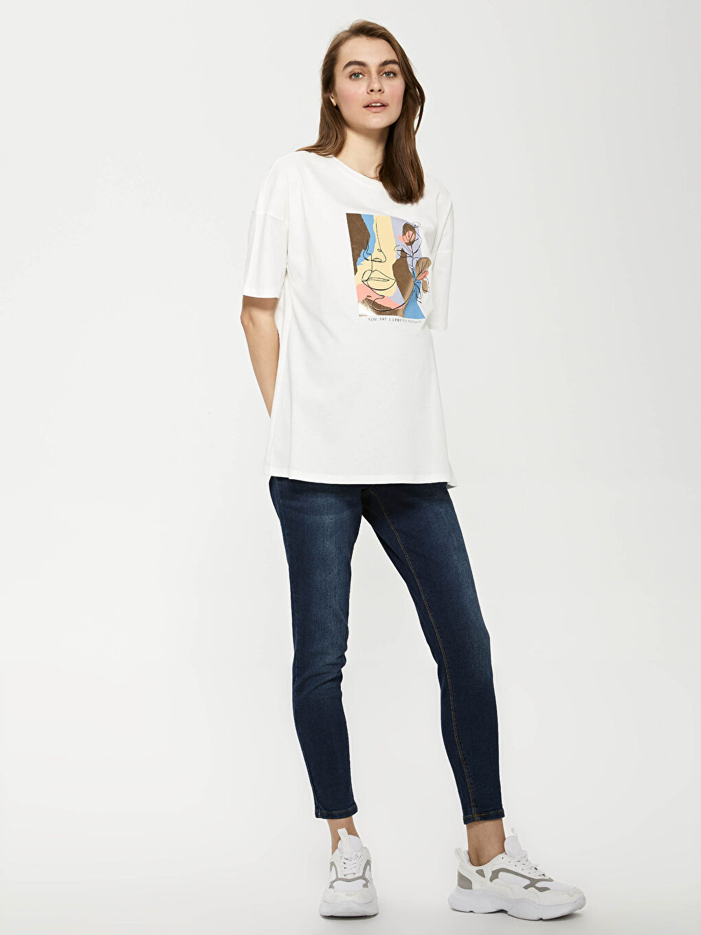 Crew Neck Printed Short Sleeve Cotton Maternity T-shirt-3