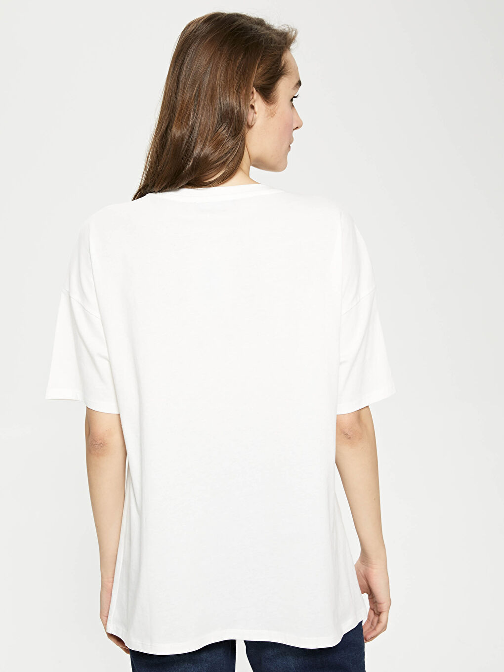 Crew Neck Printed Short Sleeve Cotton Maternity T-shirt-4