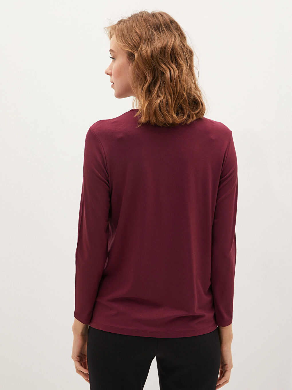 Crew Neck Embroidery Detailed Long Sleeve Viscose Women's Blouse-3