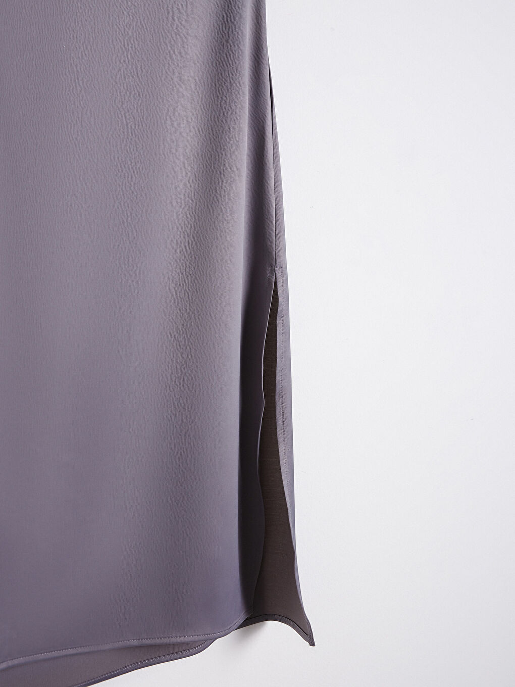 Gri Düz Kesim Saten Etek-7