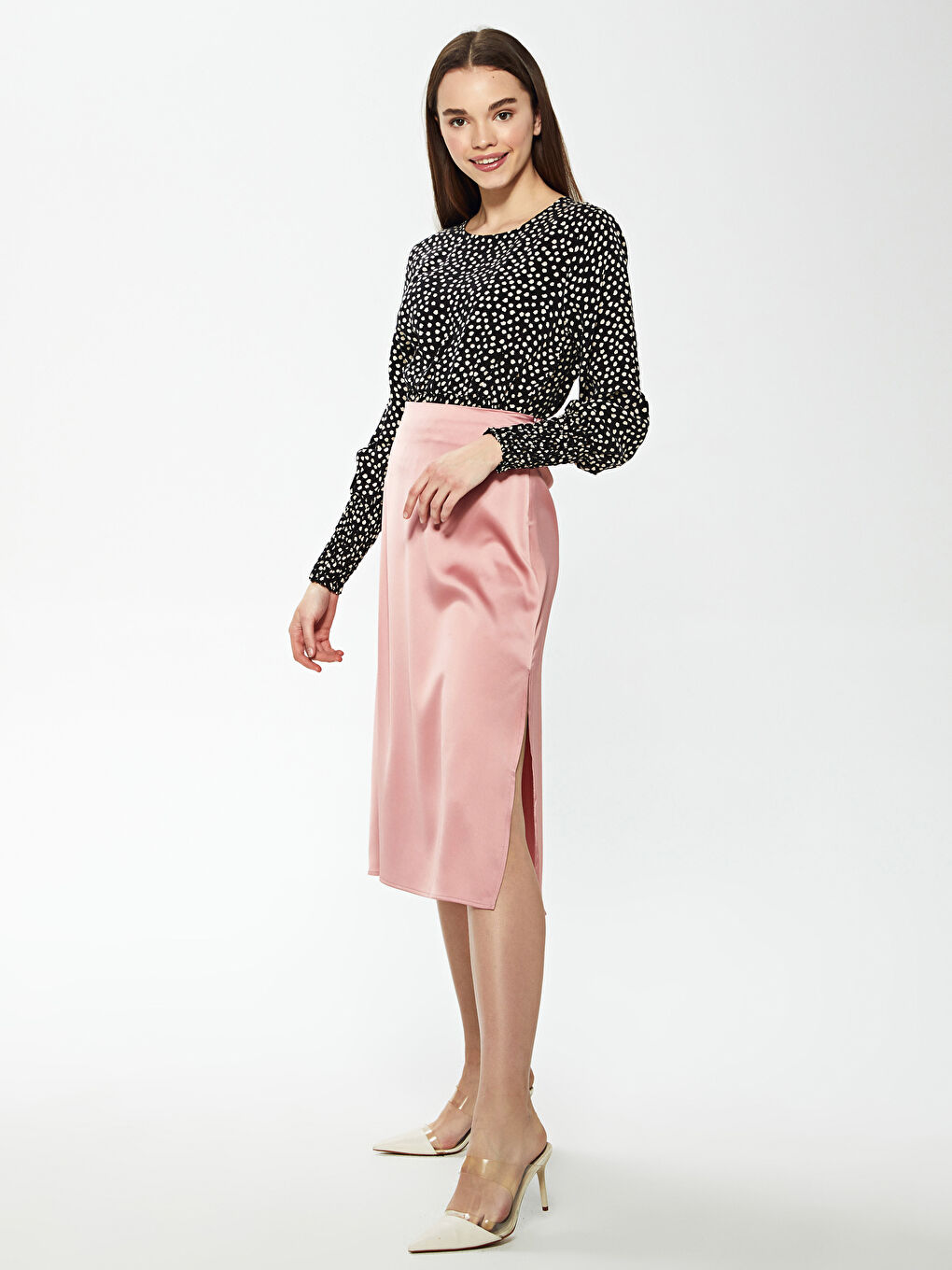 Fustă din Satin cu Croială Dreaptă-4