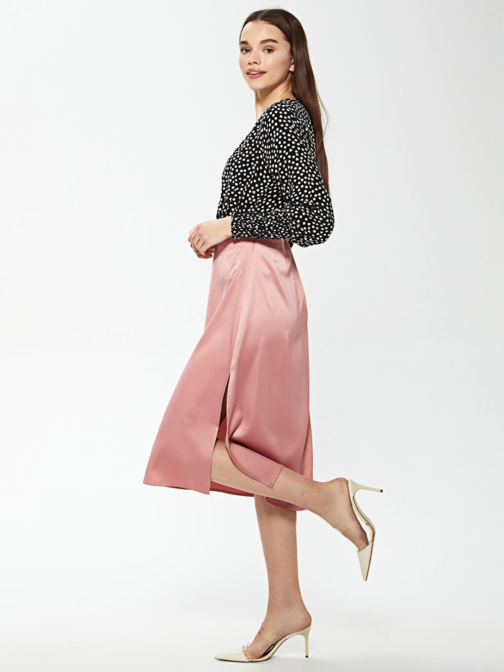 Fustă din Satin cu Croială Dreaptă