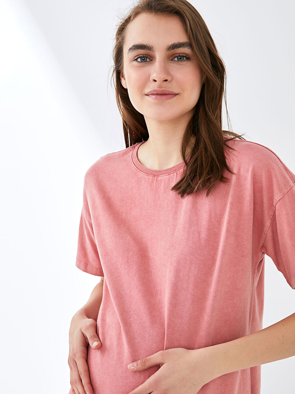 تي شيرت حوامل قطن كم قصير ياقة دائرية قصة عادية-2