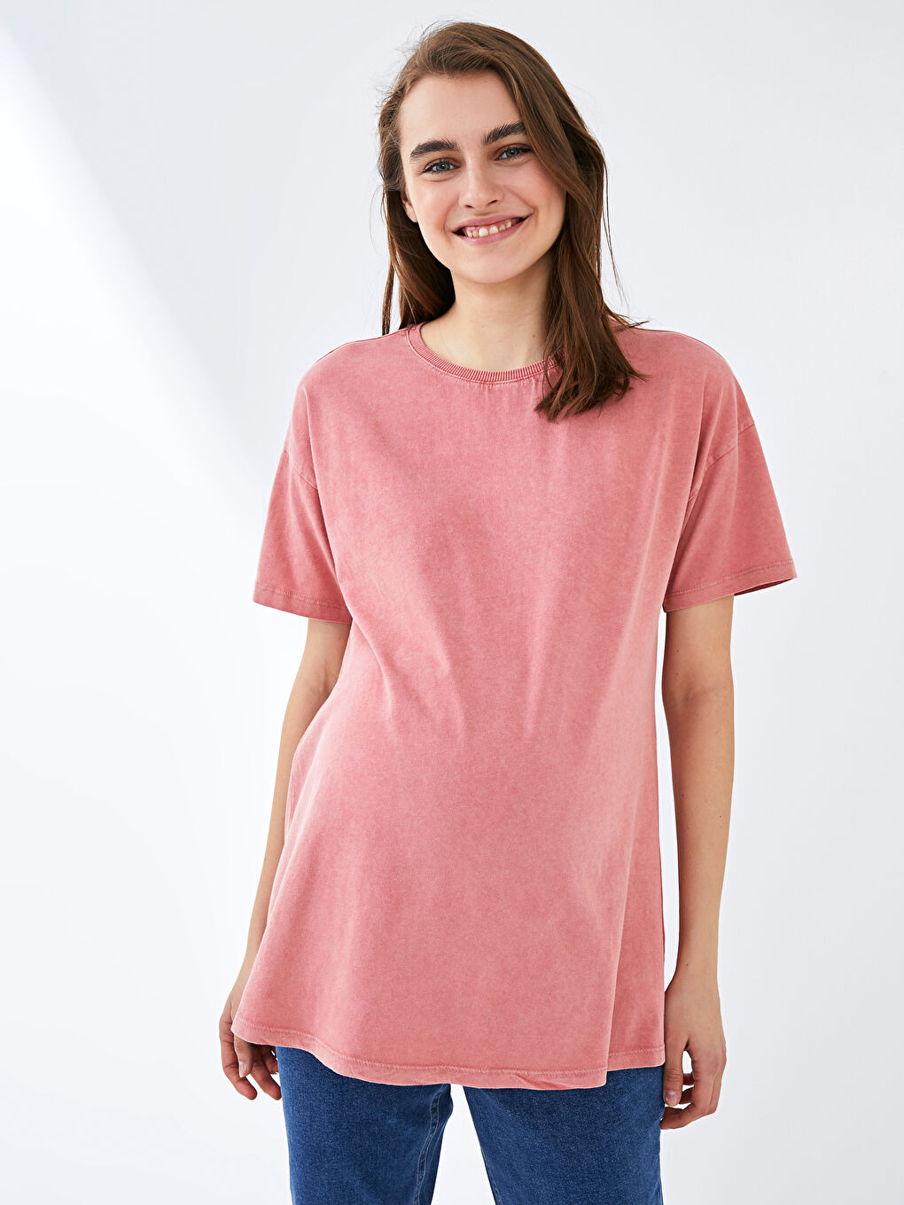 تي شيرت حوامل قطن كم قصير ياقة دائرية قصة عادية-4