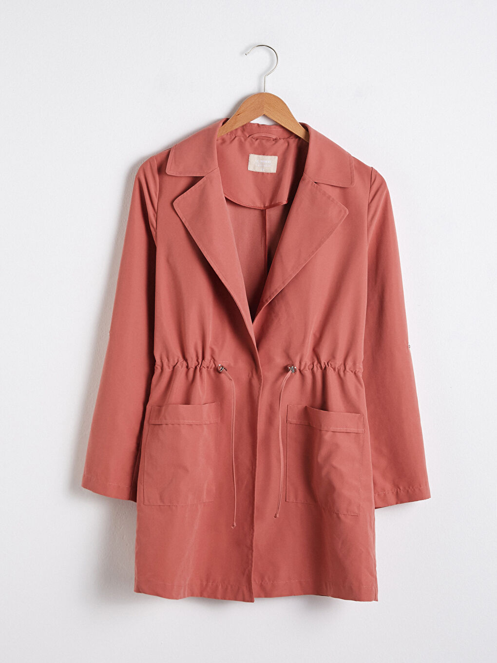 Pembe Beli Bağlama Detaylı Trençkot-4