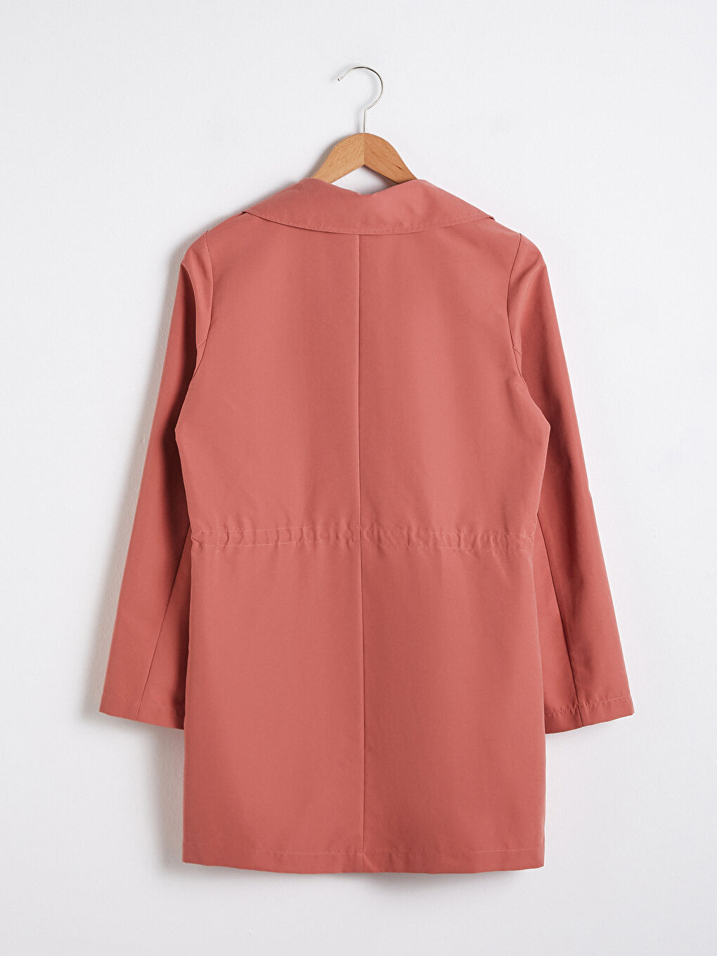 Pembe Beli Bağlama Detaylı Trençkot-5