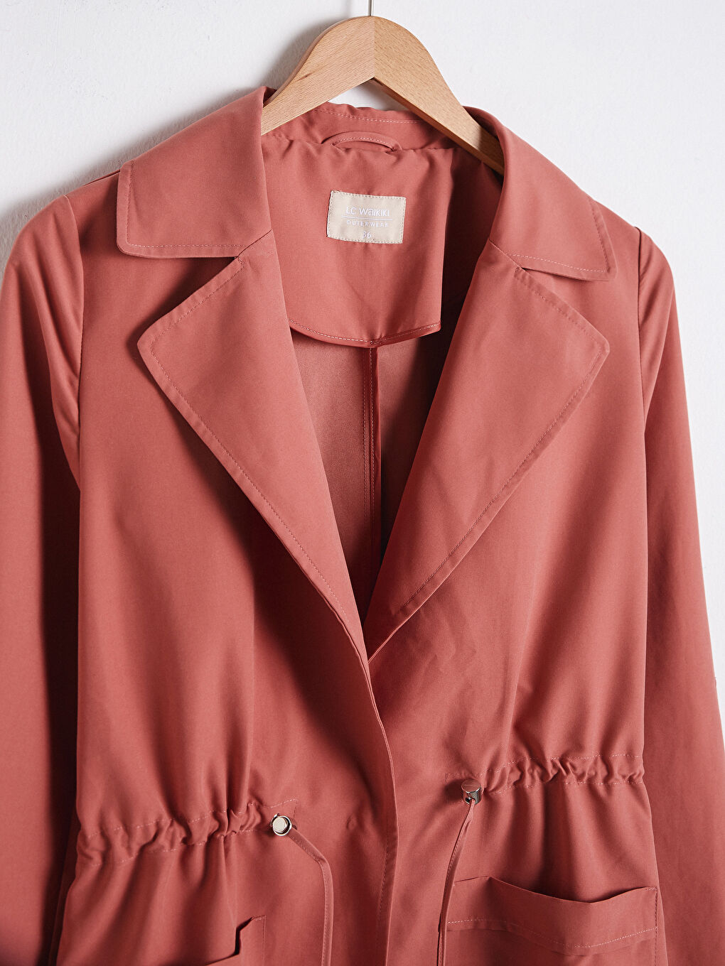 Pembe Beli Bağlama Detaylı Trençkot-6