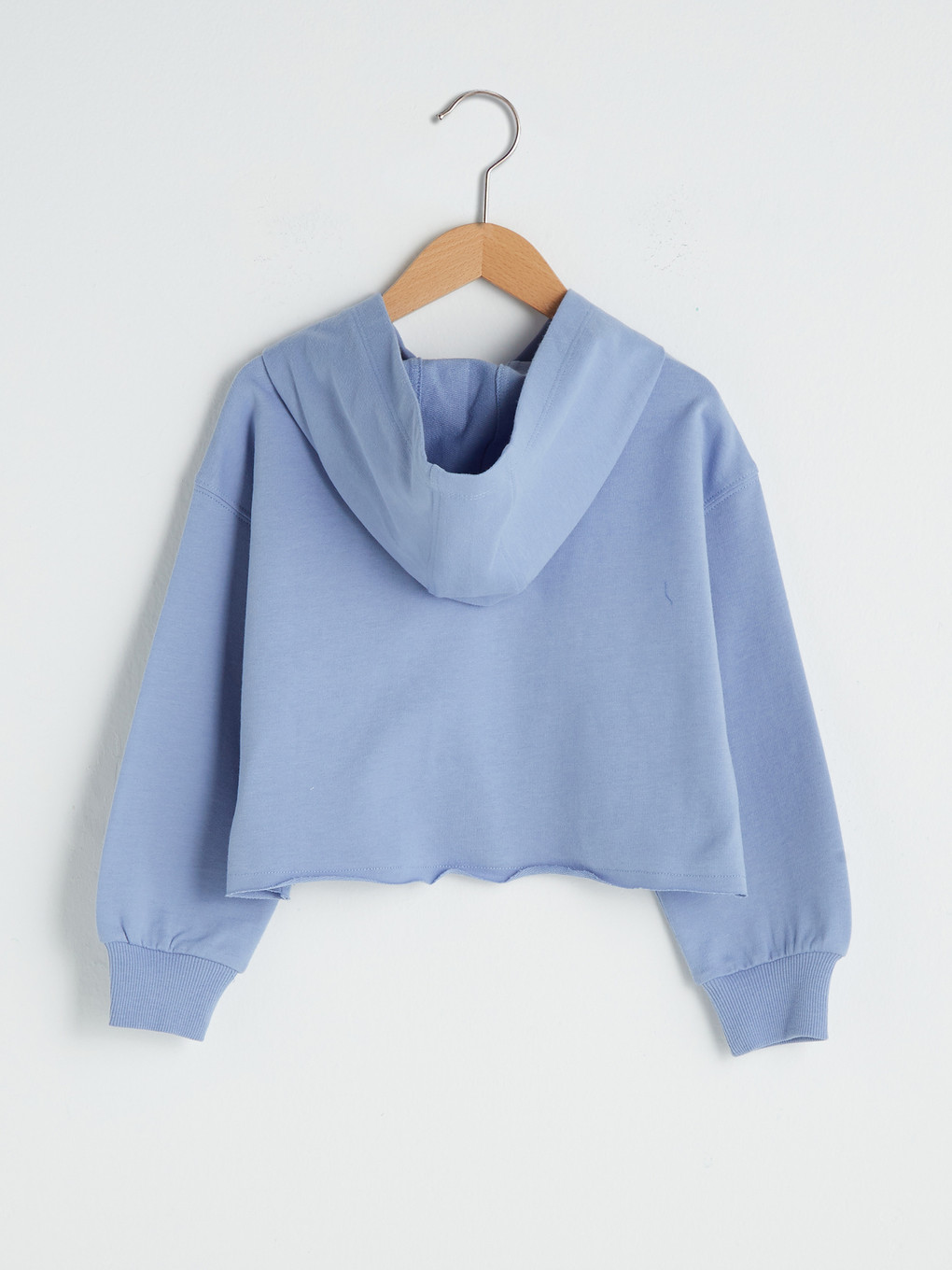 Lila Kapüşonlu Basic Uzun Kollu Kız Çocuk Sweatshirt-1