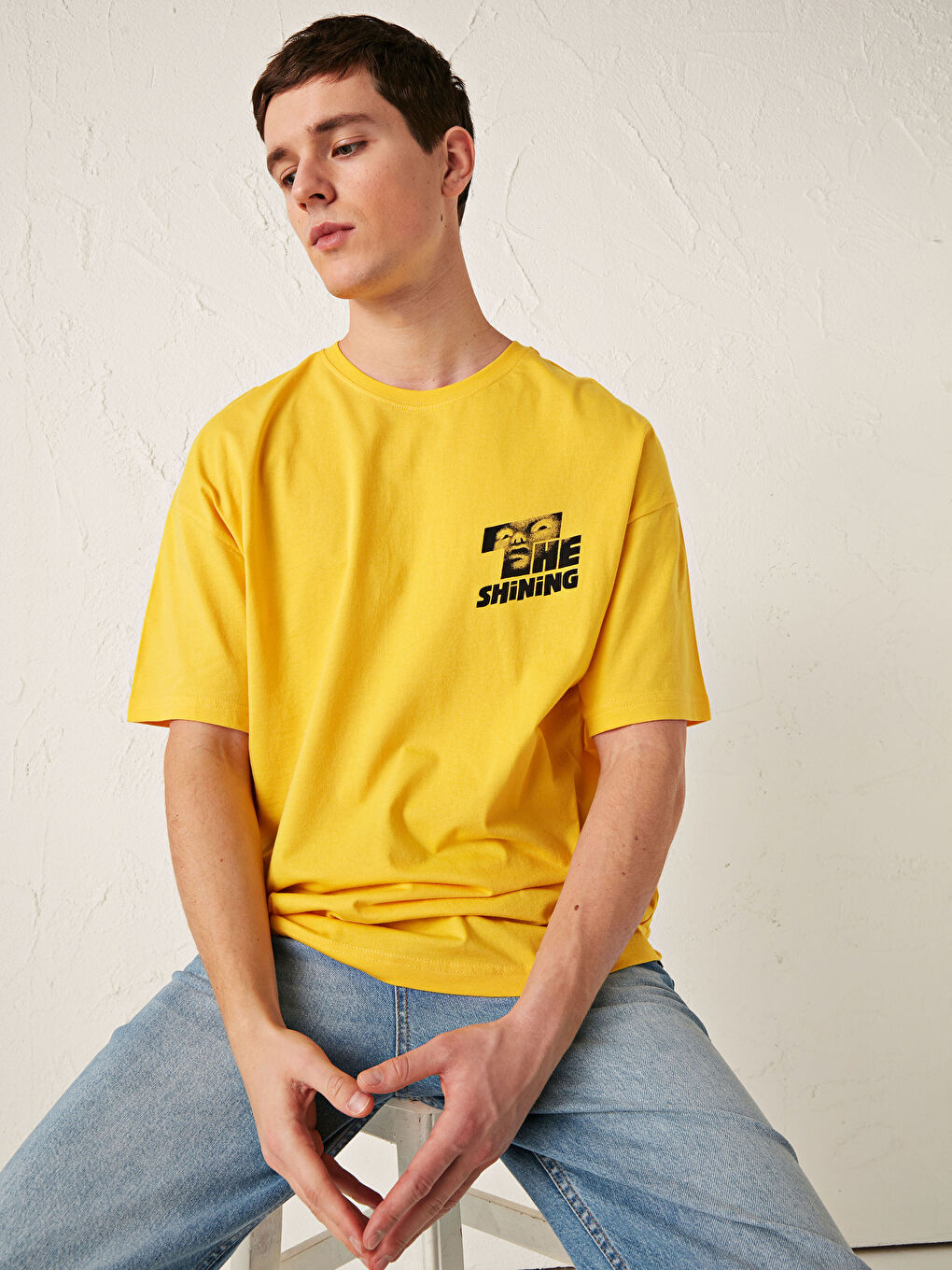 Oversize Crew Neck Printed Combed Cotton T-Shirt