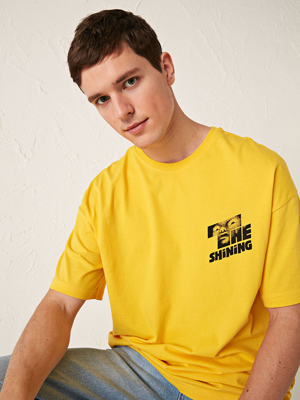 Oversize Crew Neck Printed Combed Cotton T-Shirt-1