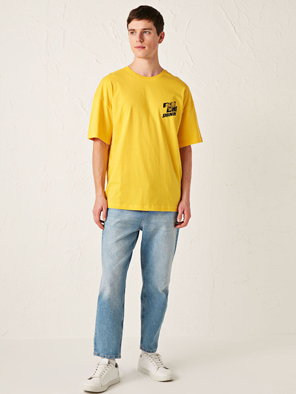 Oversize Crew Neck Printed Combed Cotton T-Shirt-4