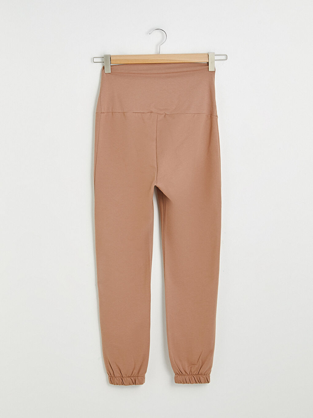 Kahverengi Karın Panelli Düz Hamile Jogger Eşofman Altı-5