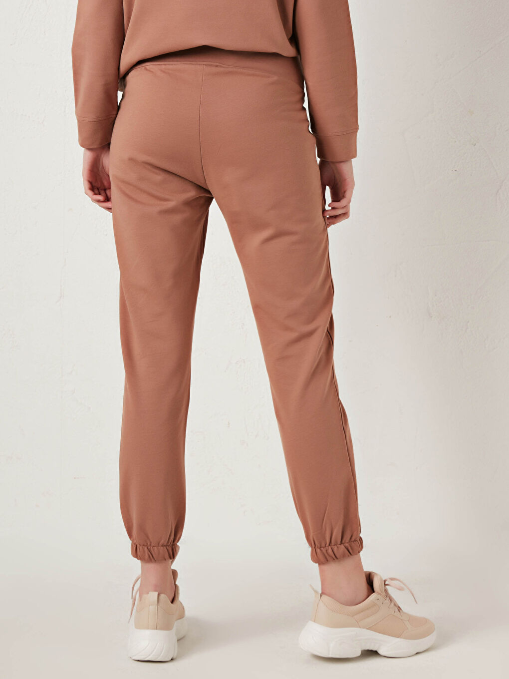 Kahverengi Karın Panelli Düz Hamile Jogger Eşofman Altı-2