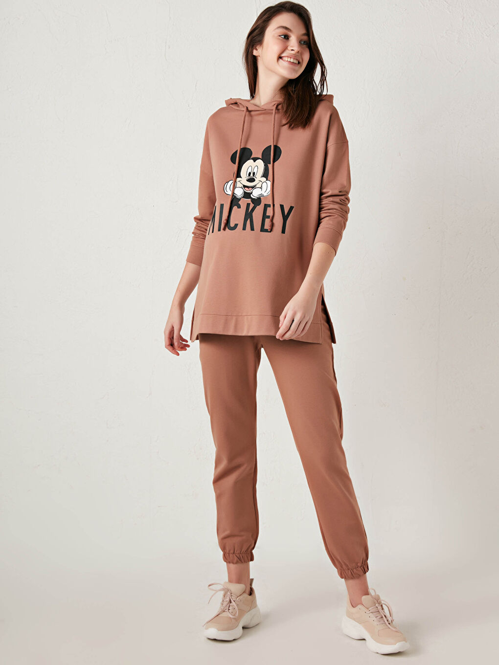 Kahverengi Karın Panelli Düz Hamile Jogger Eşofman Altı-3