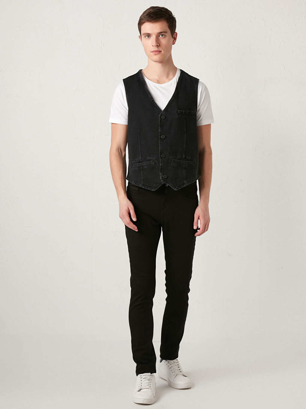 Slim Fit Men's Jean Vest-2