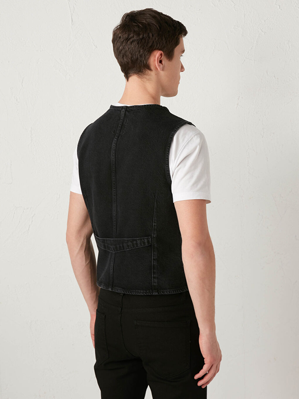 Slim Fit Men's Jean Vest-3