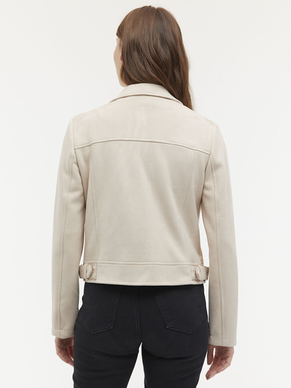 Shirt Collar Long Sleeve Suede Women Coat-5