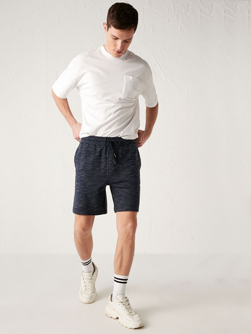 Lacivert Slim Fit Spor Şort