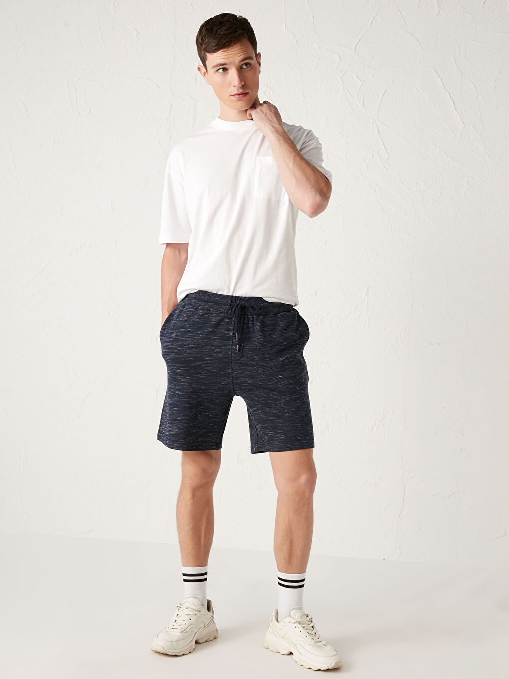 Lacivert Slim Fit Spor Şort-1