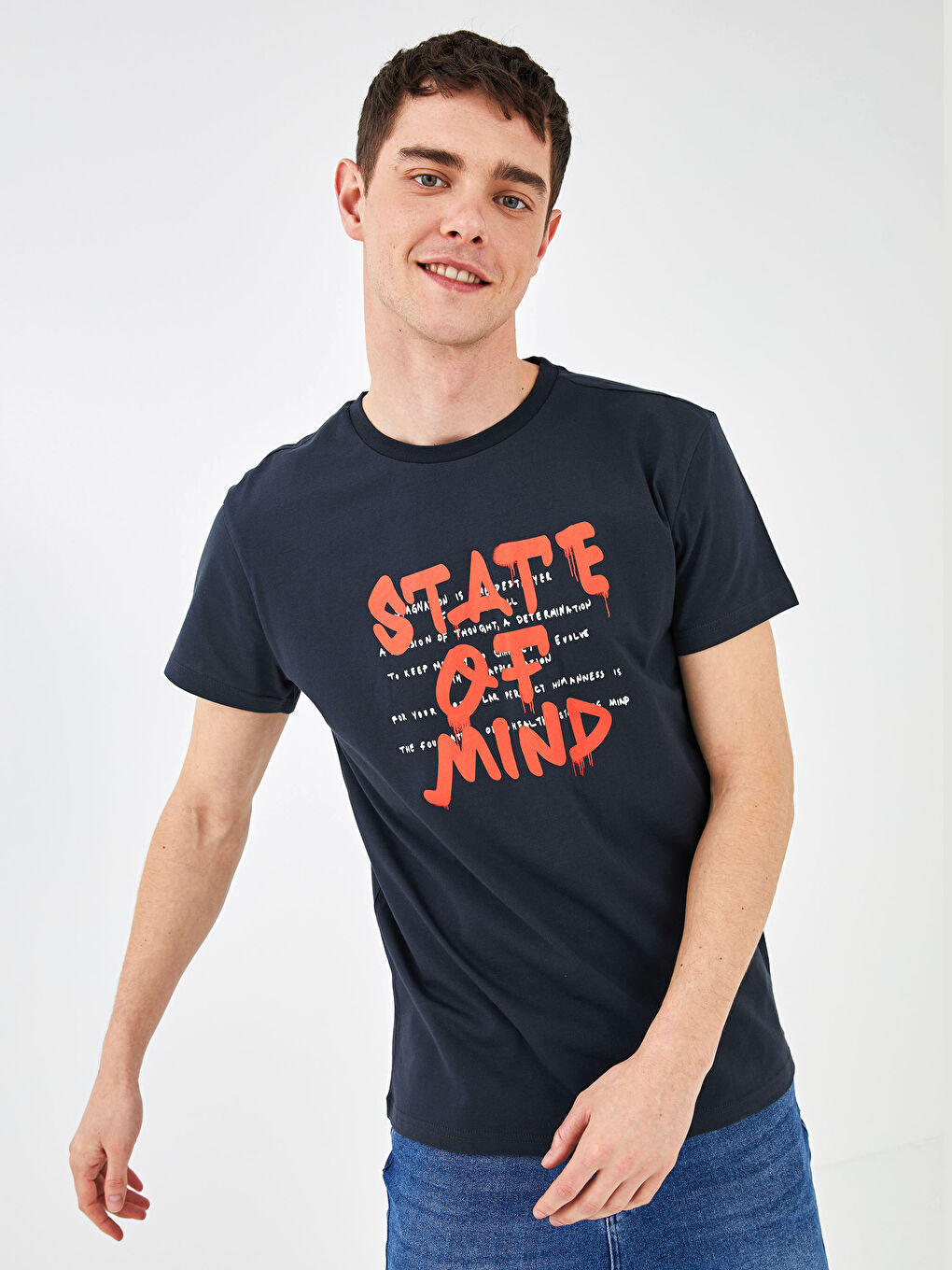 XSIDE Crew Neck Printed Combed Cotton T-Shirt -S1CS34Z8-DJF