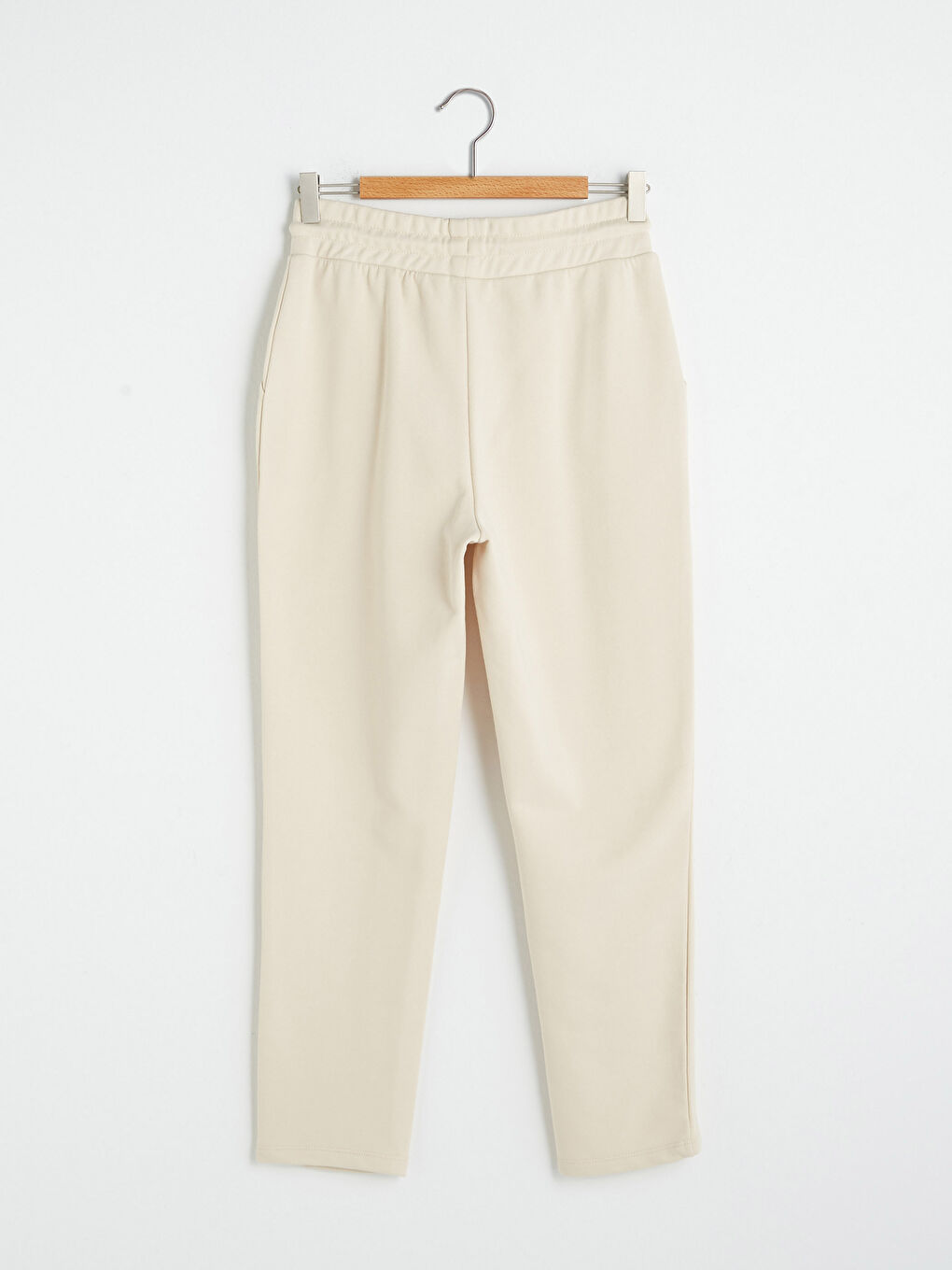 Bej Beli Lastikli Kadın Eşofman Alt-5