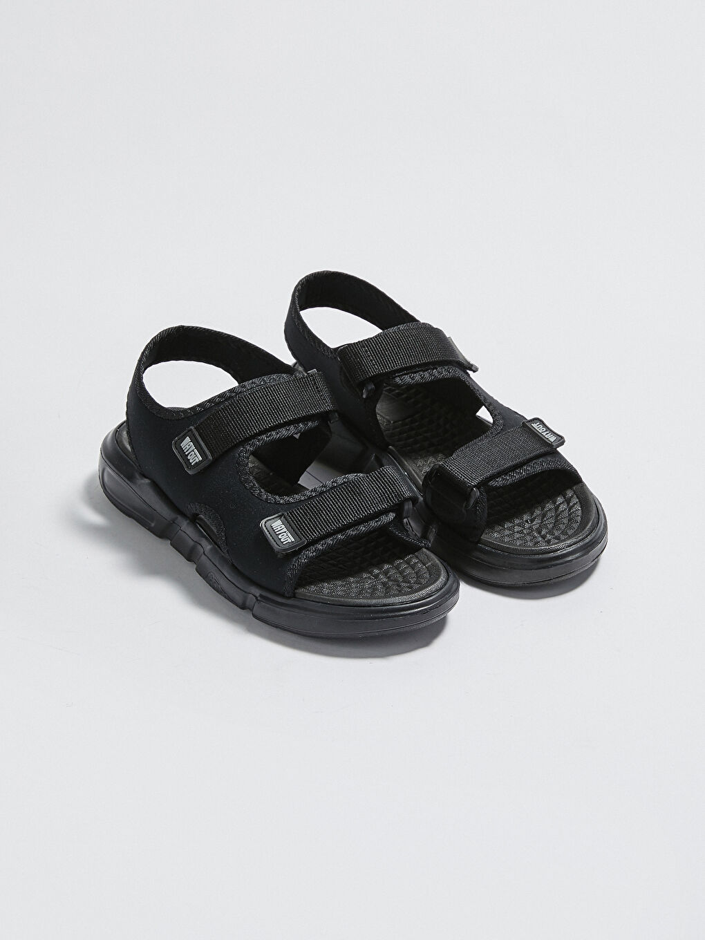 Siyah Erkek Çift Bantlı Cırt Cırtlı Sandalet