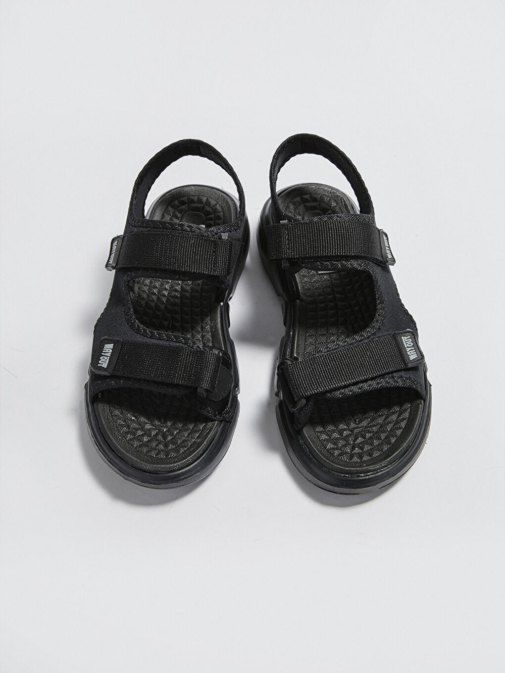 Siyah Erkek Çift Bantlı Cırt Cırtlı Sandalet-1