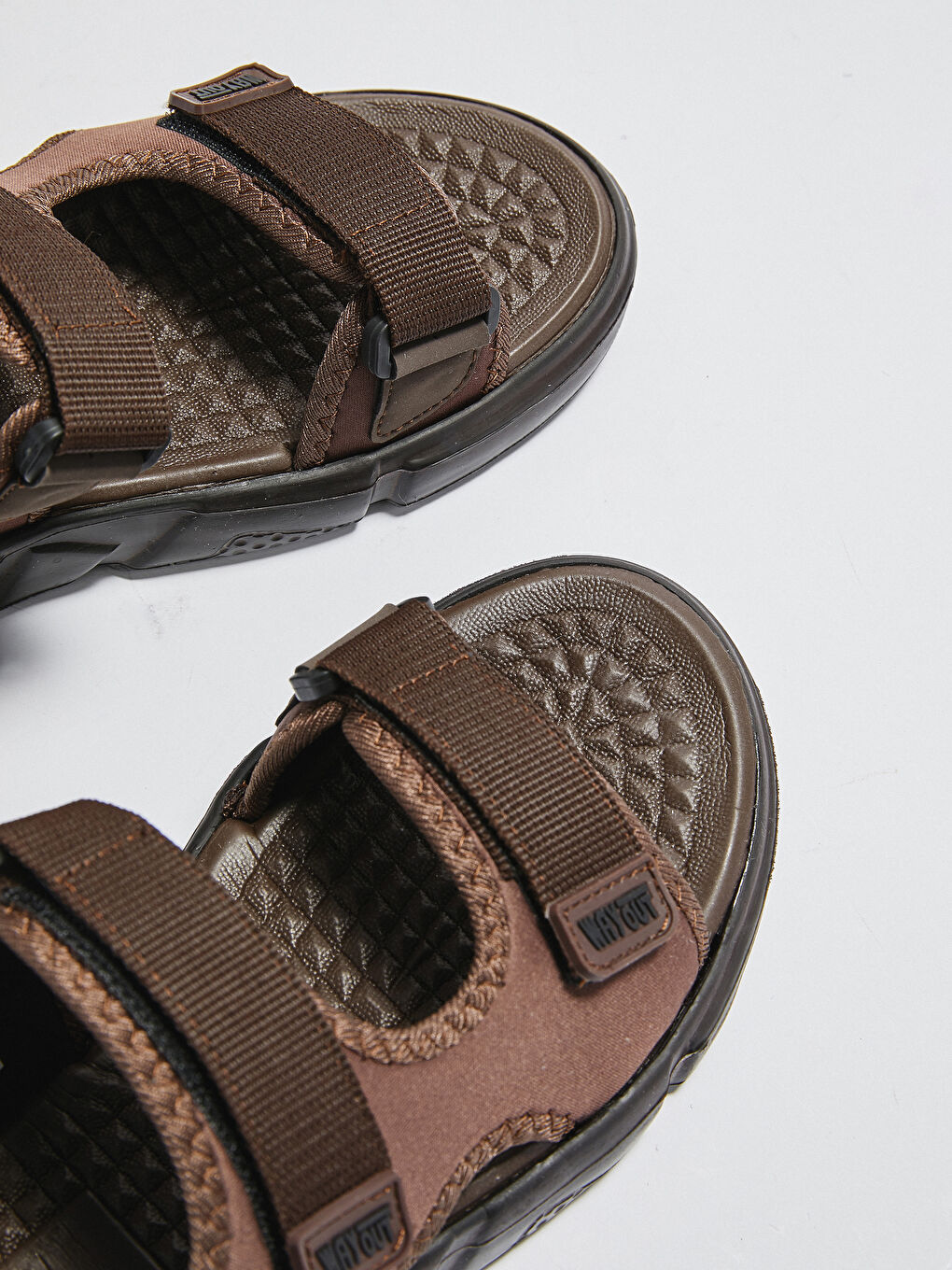 Kahverengi Erkek Çift Bantlı Cırt Cırtlı Sandalet-1