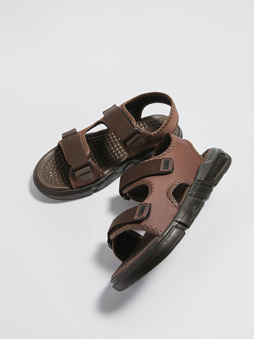Kahverengi Erkek Çift Bantlı Cırt Cırtlı Sandalet-3