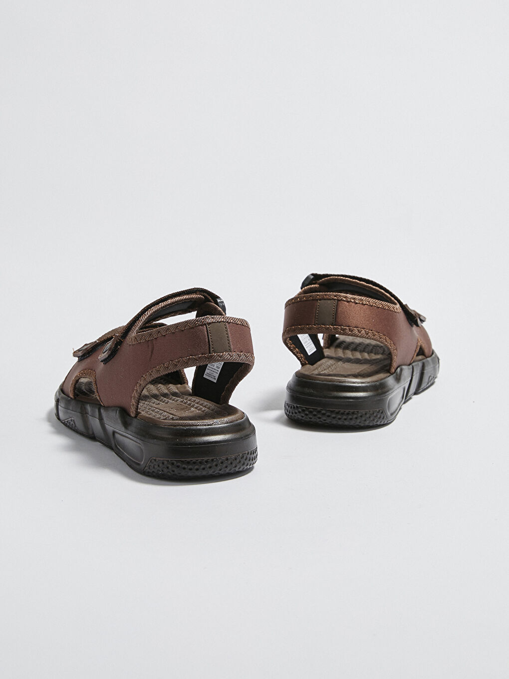 Kahverengi Erkek Çift Bantlı Cırt Cırtlı Sandalet-5