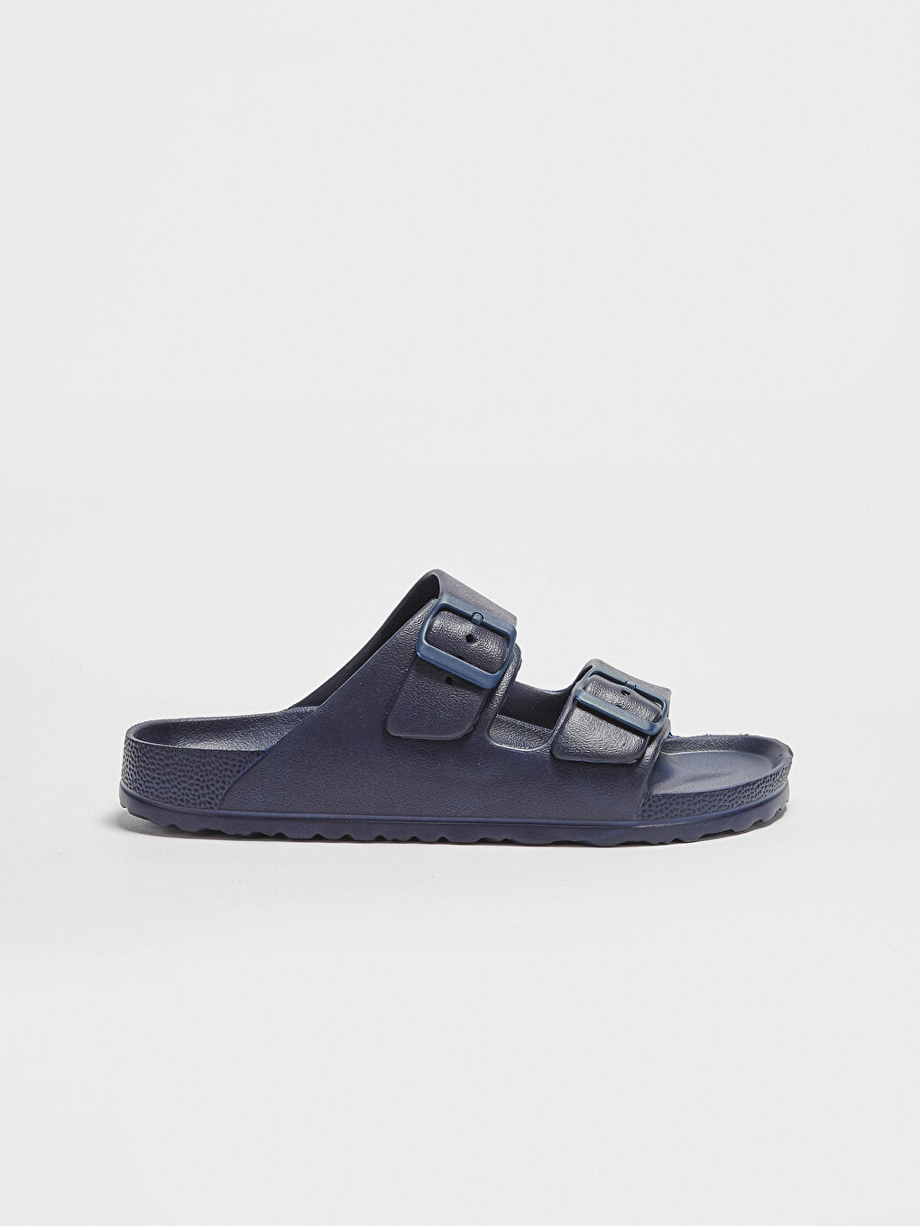 Lacivert Çift Bantlı Toka Detaylı Erkek Terlik-3