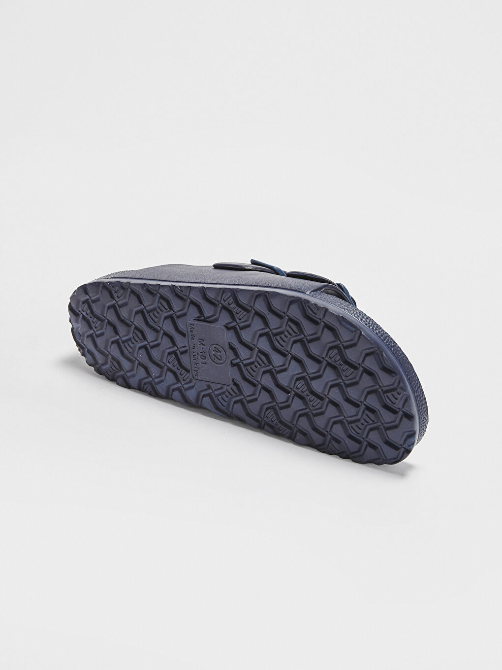 Lacivert Çift Bantlı Toka Detaylı Erkek Terlik-4