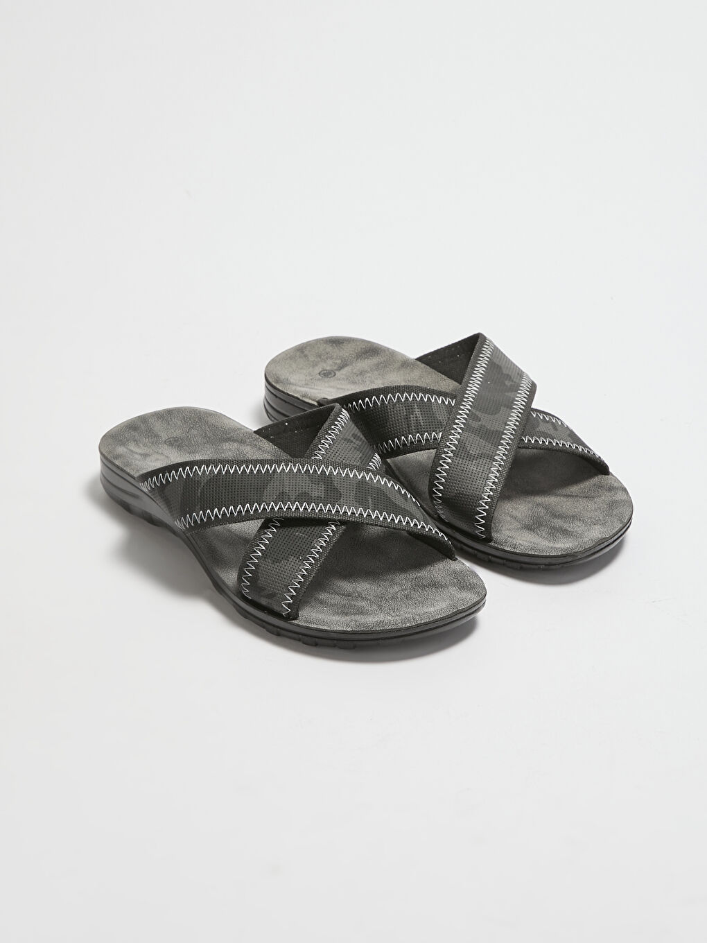 Antrasit Çapraz Bantlı Erkek Terlik