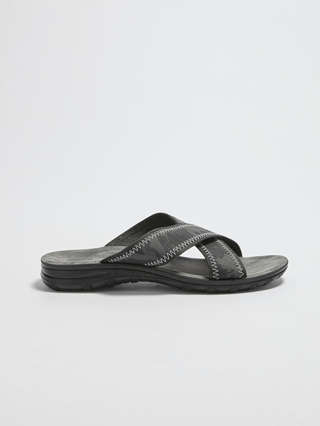 Antrasit Çapraz Bantlı Erkek Terlik-1