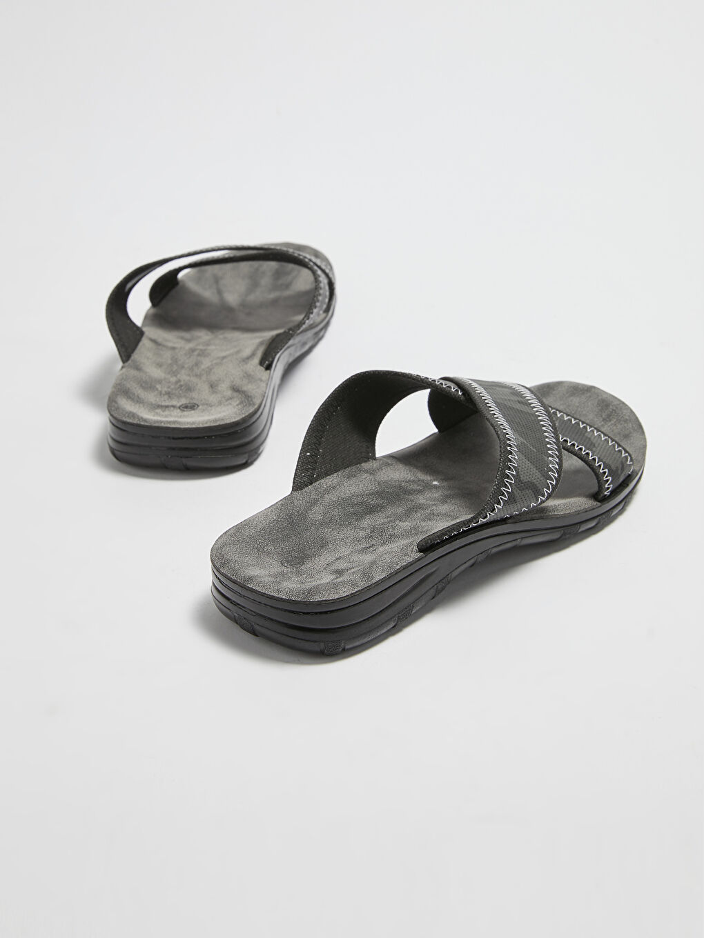 Antrasit Çapraz Bantlı Erkek Terlik-4