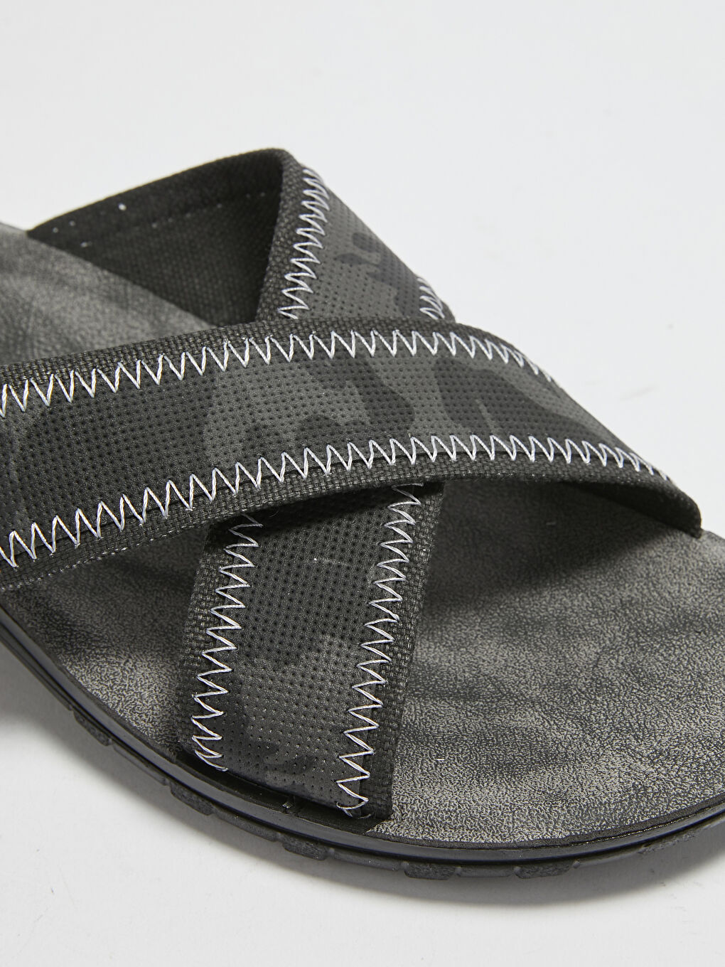 Antrasit Çapraz Bantlı Erkek Terlik-5