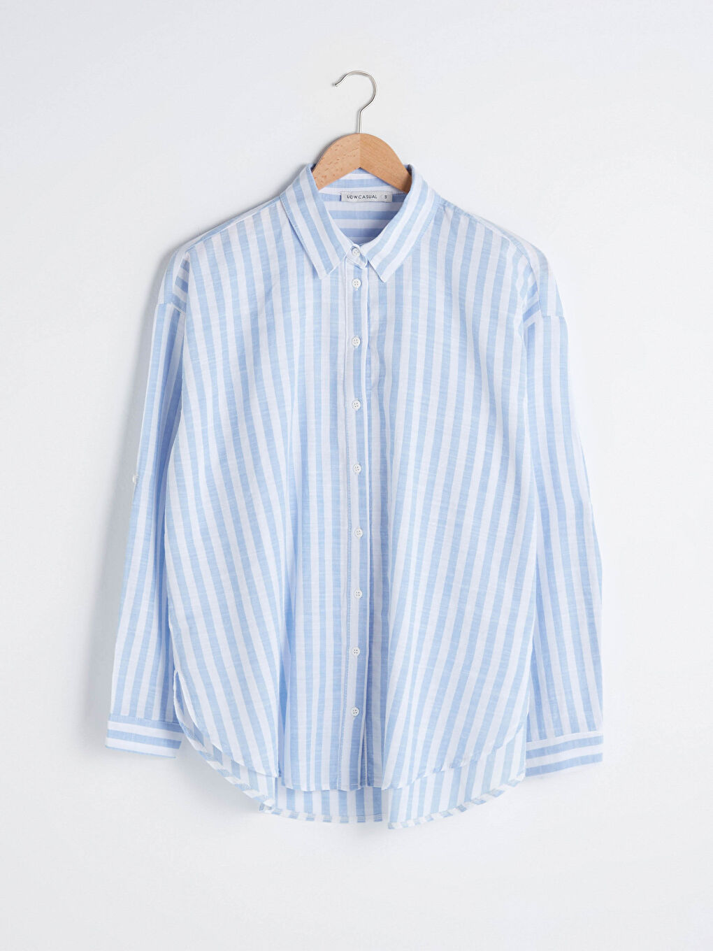 Button-Down Striped Long Sleeve Oversized Poplin Women's Shirt-5
