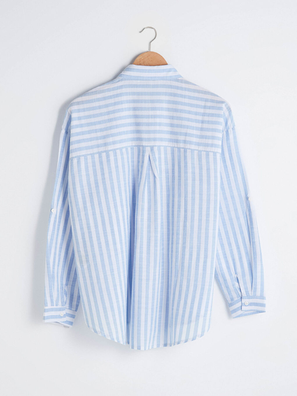 Button-Down Striped Long Sleeve Oversized Poplin Women's Shirt-6