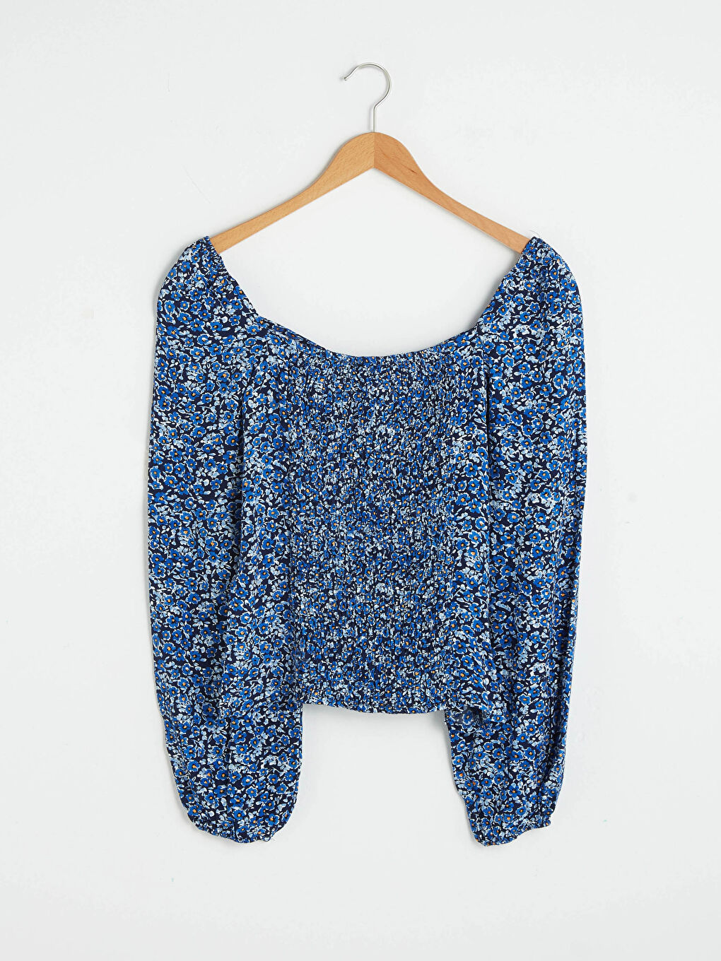 بلوزة ياقة مربعة مُزهر كم طويل نبيتي للسيدات-8