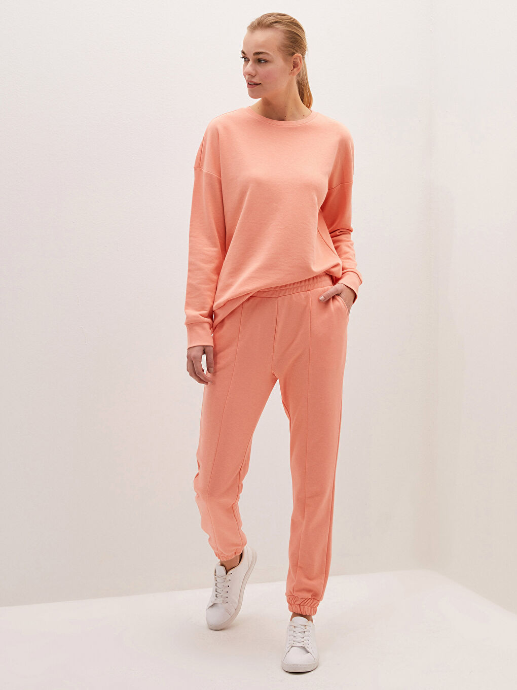 Mercan Beli Lastikli Kadın Eşofman Alt-6