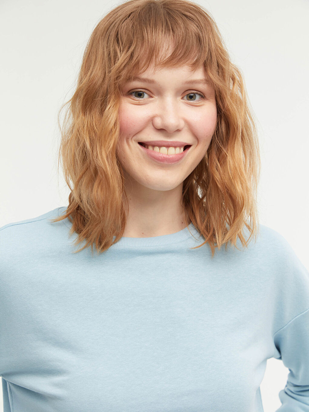 Mavi Bisiklet Yaka Düz Uzun Kollu Kadın Sweatshirt-14