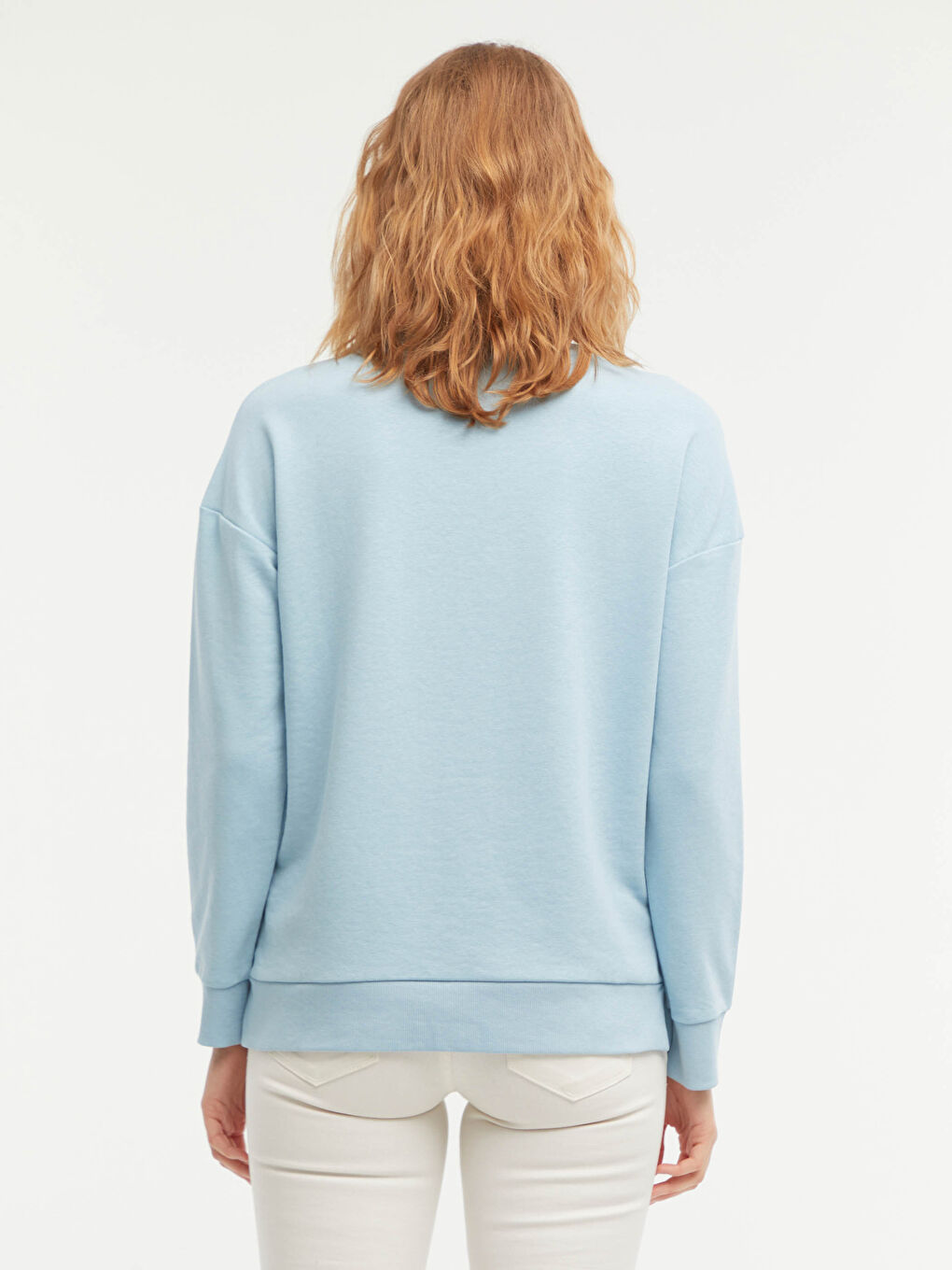 Mavi Bisiklet Yaka Düz Uzun Kollu Kadın Sweatshirt-15